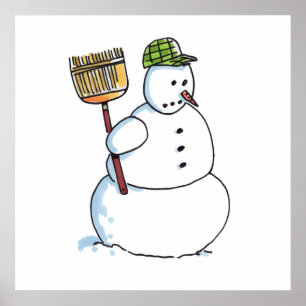 Broom Snowman value matte poster