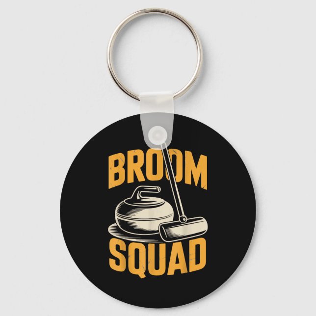 Broom Squad Ice Sweeng Rock Stone Sliding Curling  Keychain (Front)