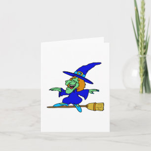 Broom Surfing Witch Card