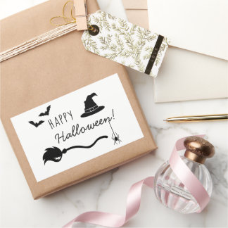 Broom, Witch's Hat, Bats And Spider Halloween Rectangular Sticker