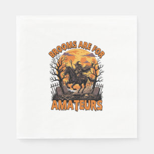 Brooms Are Amateurs Halloween Witch Horse Moon Gra Napkins