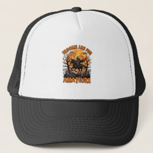 Brooms Are Amateurs Halloween Witch Horse Moon Gra Trucker Hat