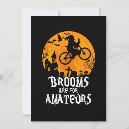 Brooms Are  Amateurs Witch Riding Bike Cycling Thank You Card