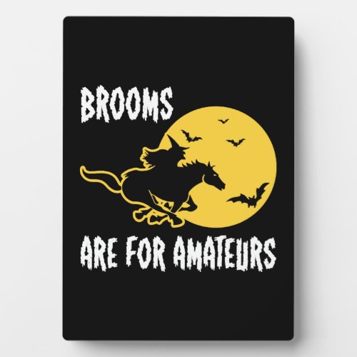 Brooms are for amateurs Halloween funny gift Plaque