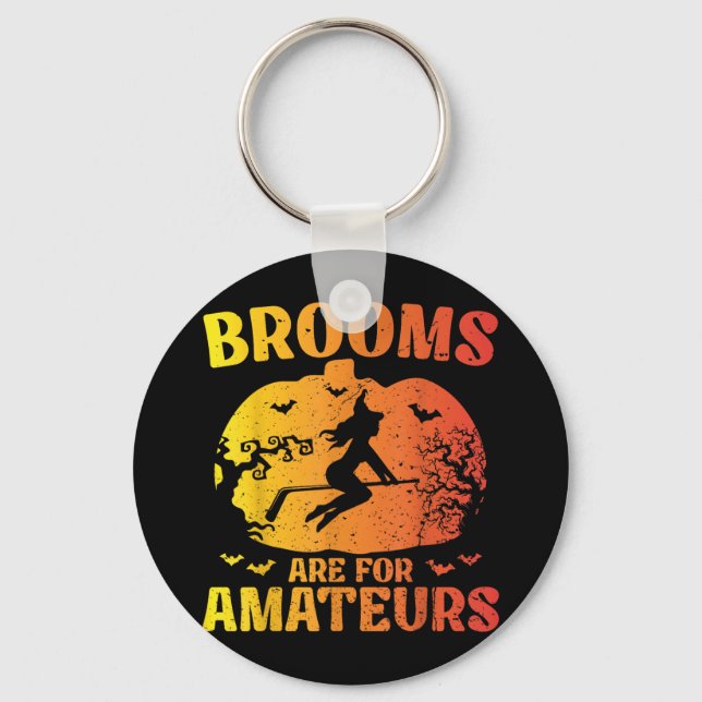 Brooms Are For Amateurs Hockey Stick Shirt Pumpkin Keychain (Front)