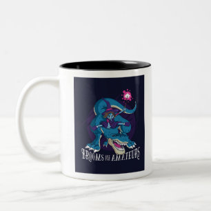 Brooms are for Amateurs, T-rex Riding Witch Two-Tone Coffee Mug
