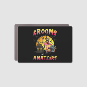 Brooms Are For Flamingo Halloween Car Magnet