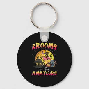 Brooms Are For Flamingo Halloween Keychain
