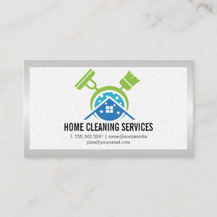 Brooms Cleaning Home Logo Tiling Business Card