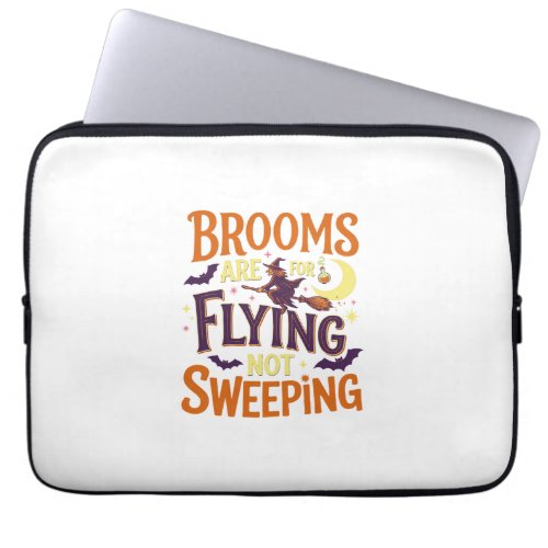 Brooms Flying Sweeping Halloween Witch Moon Bats Laptop Sleeve