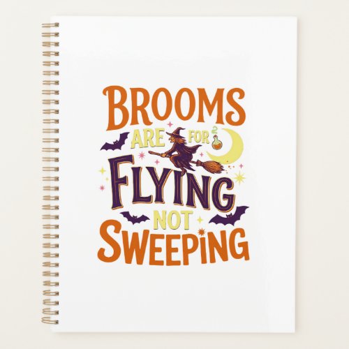 Brooms Flying Sweeping Halloween Witch Moon Bats Planner