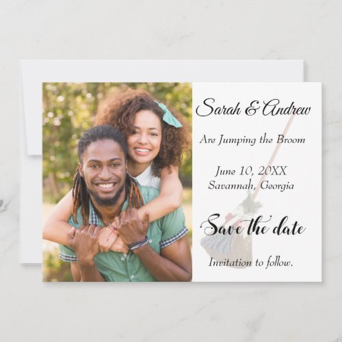Broomstick Wedding Photo Save the Date