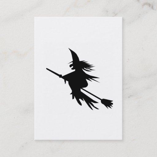 Customizable Broomstick Witch Silhouette Business Card