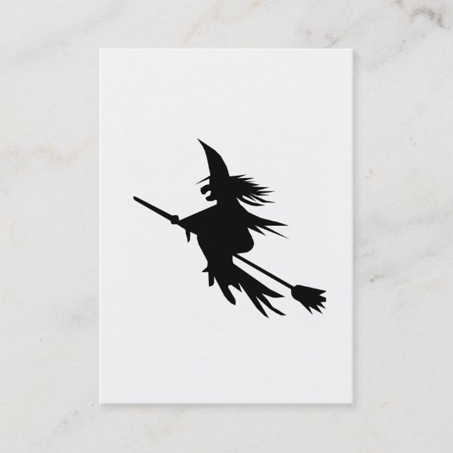 Broomstick Witch Silhouette Business Card (Front)