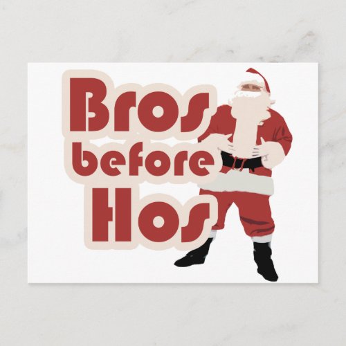 Bros Before Hos Santa Holiday Postcard