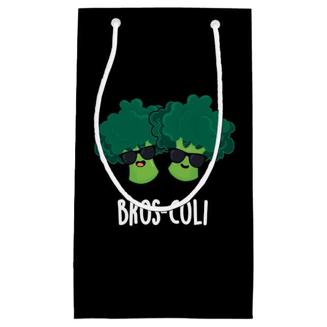 Bros-coli Funny Veggie Broccoli Pun Dark BG Small Gift Bag (Front)