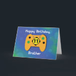 Brother 11 Year Old Birthday Gamer Controller Card<br><div class="desc">This is a great card that you can give to a great brother for him to have a great 11th birthday. Video games is one of his favorite hobbies and seeing the video game controller on the cover of this card would surely thrill him.</div>