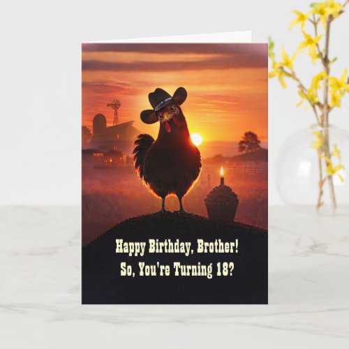 Brother 18th Birthday Cute Chicken Funny Card