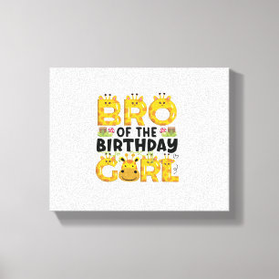 Brother 1st Birthday Girl Giraffe Theme Party Zoo Canvas Print
