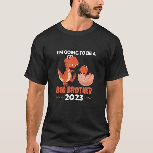 Brother 2023 Big Bro Dinosaur Rex Baby Pregnancy V T-Shirt (Front)