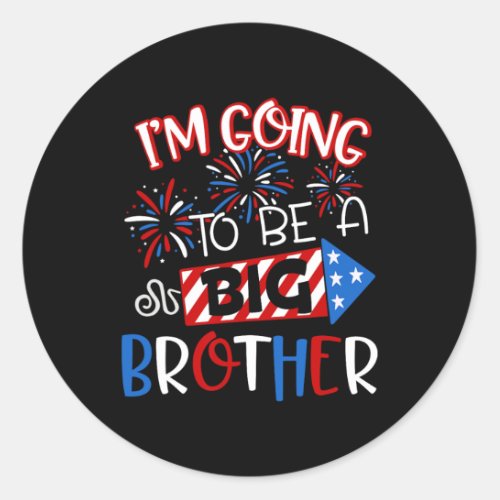 Brother 4th Of July Firework Pregnancy Announcemen Classic Round Sticker