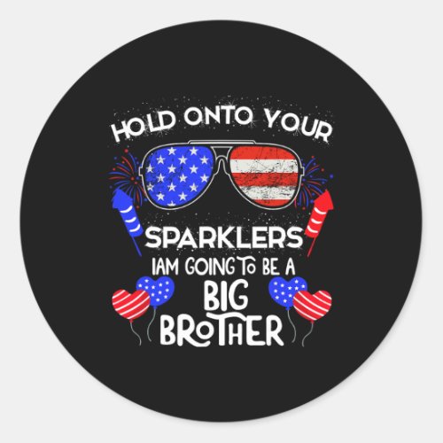 Brother 4th Of July Pregnancy Announcement  Classic Round Sticker