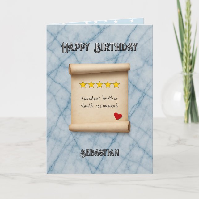 Brother 5 star review blue birthday card (Front)