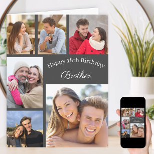Brother 6 Photo Collage Any Age Big Birthday Card