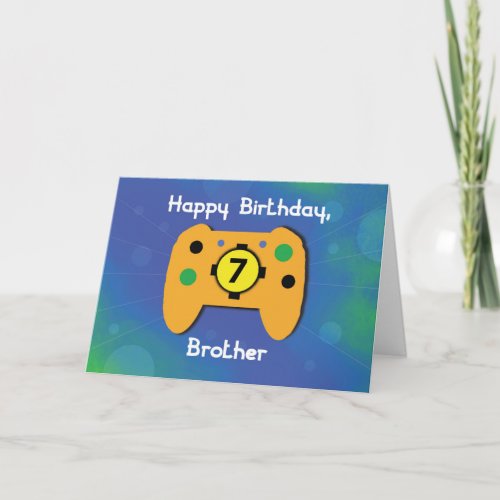 Brother 7 Year Old Birthday Gamer Controller Card