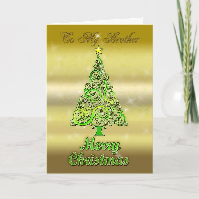 Brother, a gold effect Christmas card (Front)