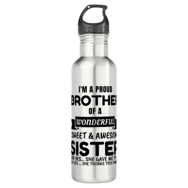 Brother And His Awesome Sister Stainless Steel Water Bottle (Front)