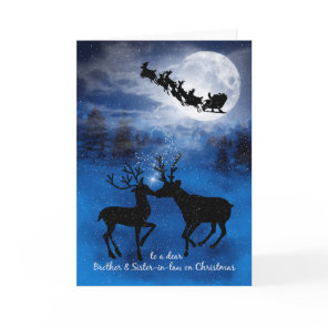 Brother and his Wife Kissing Reindeer Christmas Holiday Card