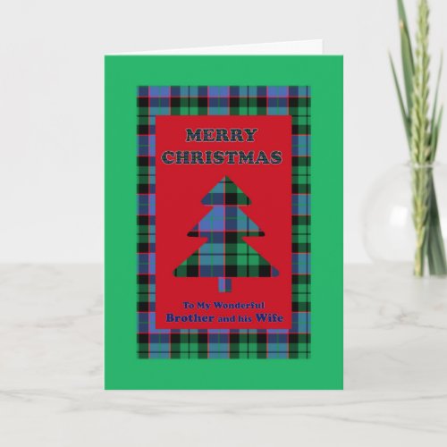Brother and his Wife Tartan Christmas Tree Holiday Card