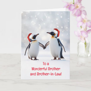 Brother and Husband Happy Holidays cute Penguins Card