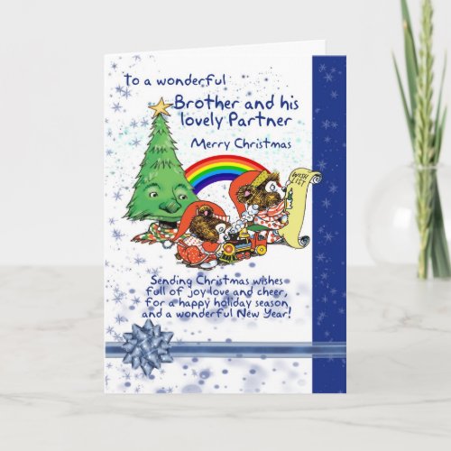 Brother And Partner Christmas Card With Elves _ Ga