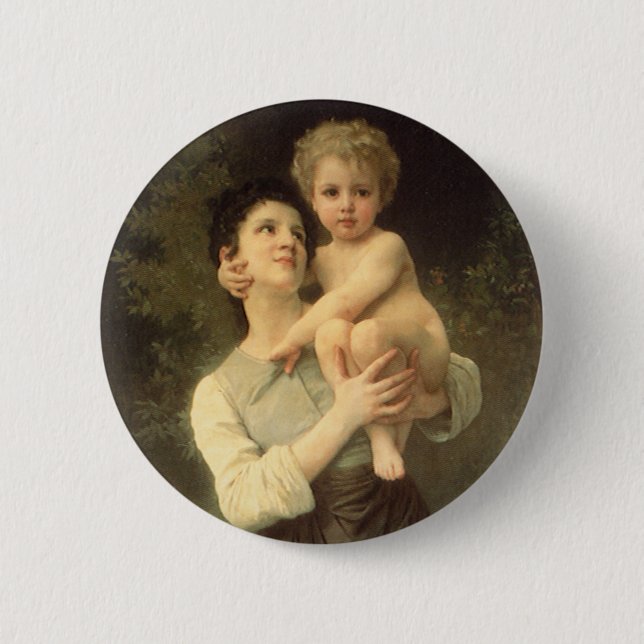 Brother and Sister by William Adolphe Bouguereau Pinback Button (Front)
