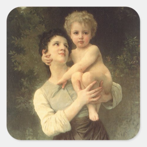 Brother and Sister by William Adolphe Bouguereau Square Sticker