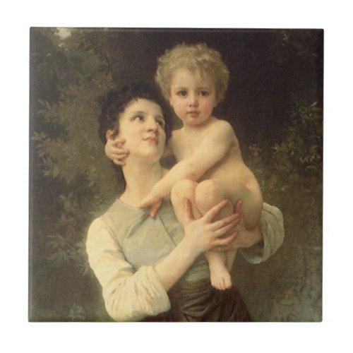 Brother and Sister by William Adolphe Bouguereau Tile
