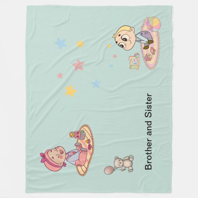 Brother and Sister Fleece Blanket (Front)