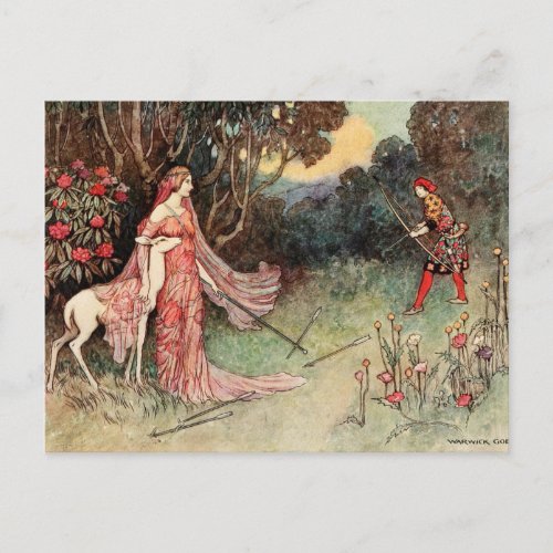 Brother and sister Grimm _ Warwick Goble fairytale Postcard