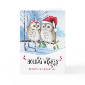 Brother and Sister in Law Christmas Woodland Owls Holiday Card