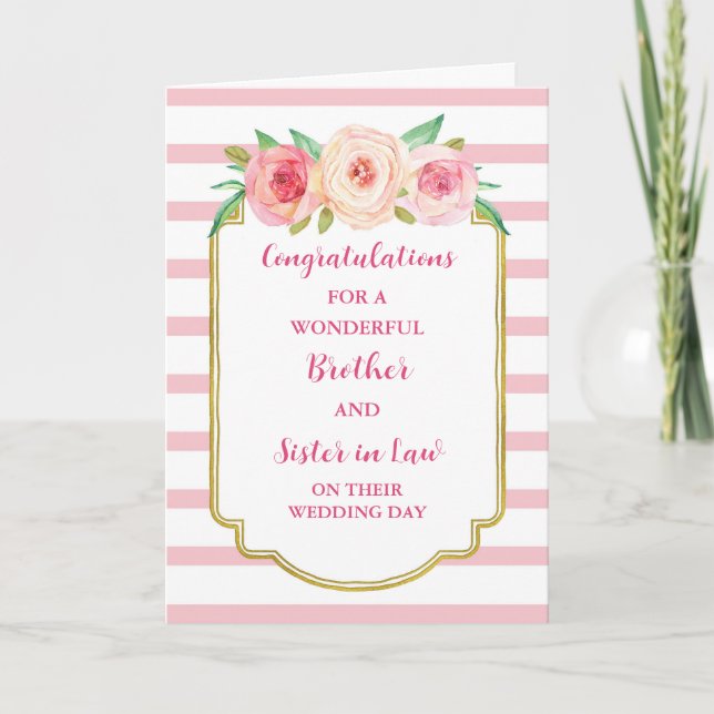 Brother and Sister in Law Wedding Congratulations Card (Front)