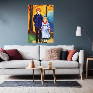 Brother and sister in the forest AI Art Poster