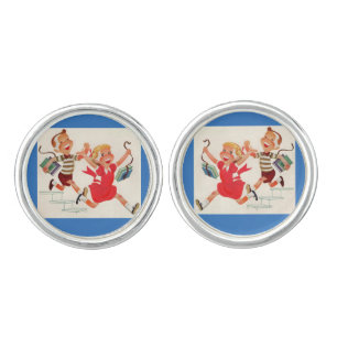 brother and sister on their way to school cufflinks