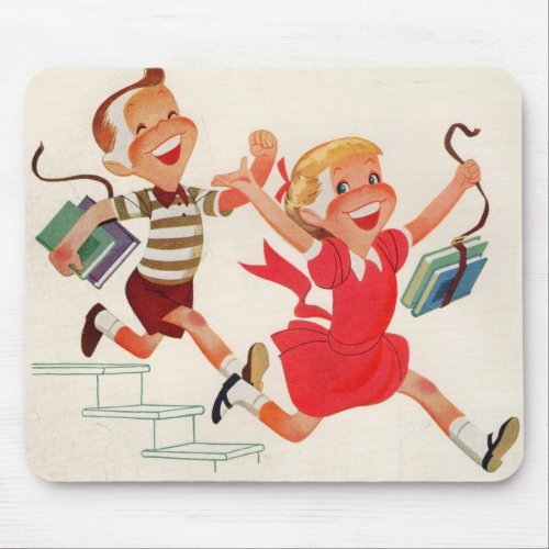 brother and sister on their way to school mouse pad