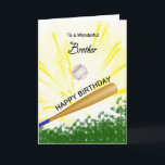 Brother Baseball Birthday Card<br><div class="desc">Give your baseball loving brother a baseball and bat card with an explosive baseball theme! A baseball and bat with the words 'To a wonderful brother'.</div>