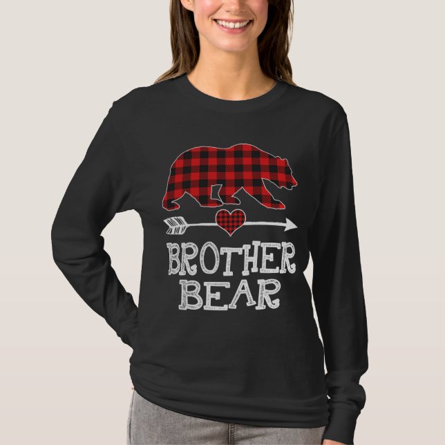 Brother Bear Christmas Pajama Red Plaid Buffalo Fa T-Shirt (Front)