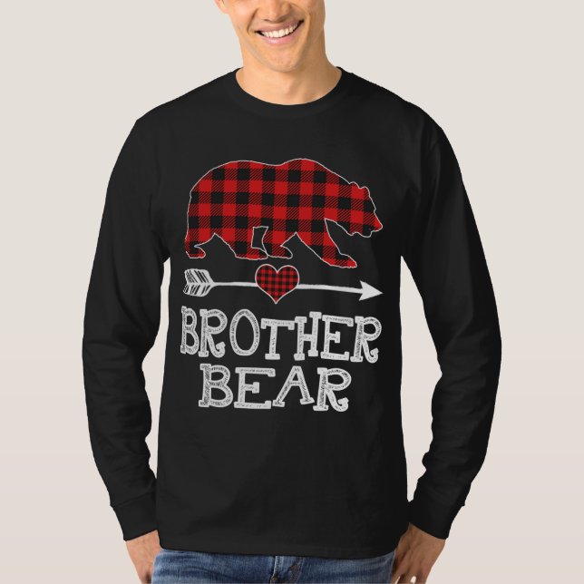 Brother Bear Christmas Pajama Red Plaid Buffalo Fa T-Shirt (Front)