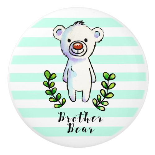 Brother Bear Ink and Watercolor Illustration Ceramic Knob