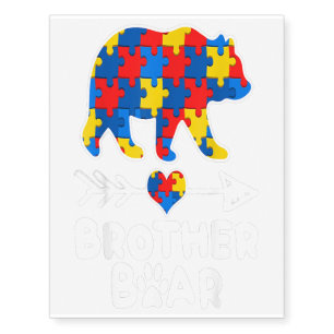 Brother Bear Puzzle Autism Awareness Family Gift Temporary Tattoos